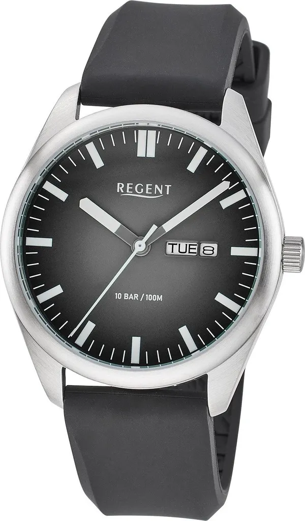 Montre Classique Homme Regent F-1590 Cadran Noir et Bracelet Acier
