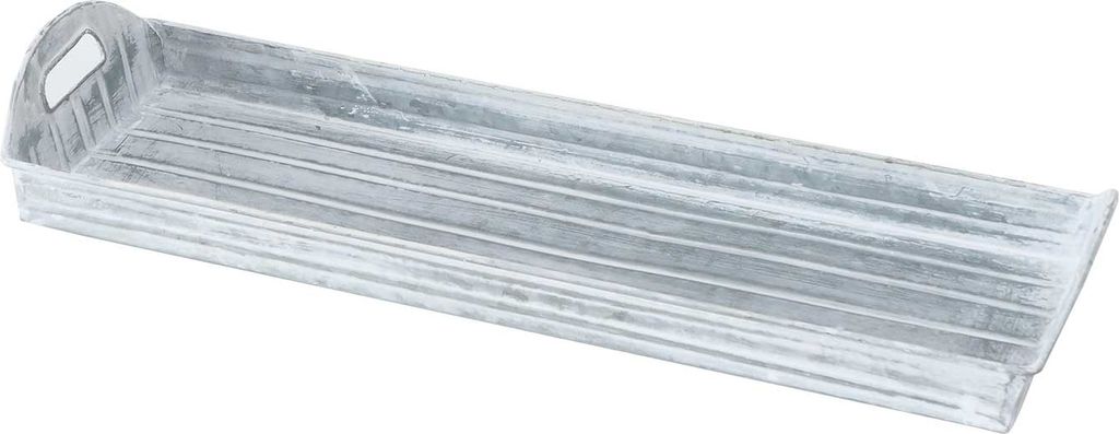 Tablett - Grau - Weiß - Zink - 40 x 12,5 cm