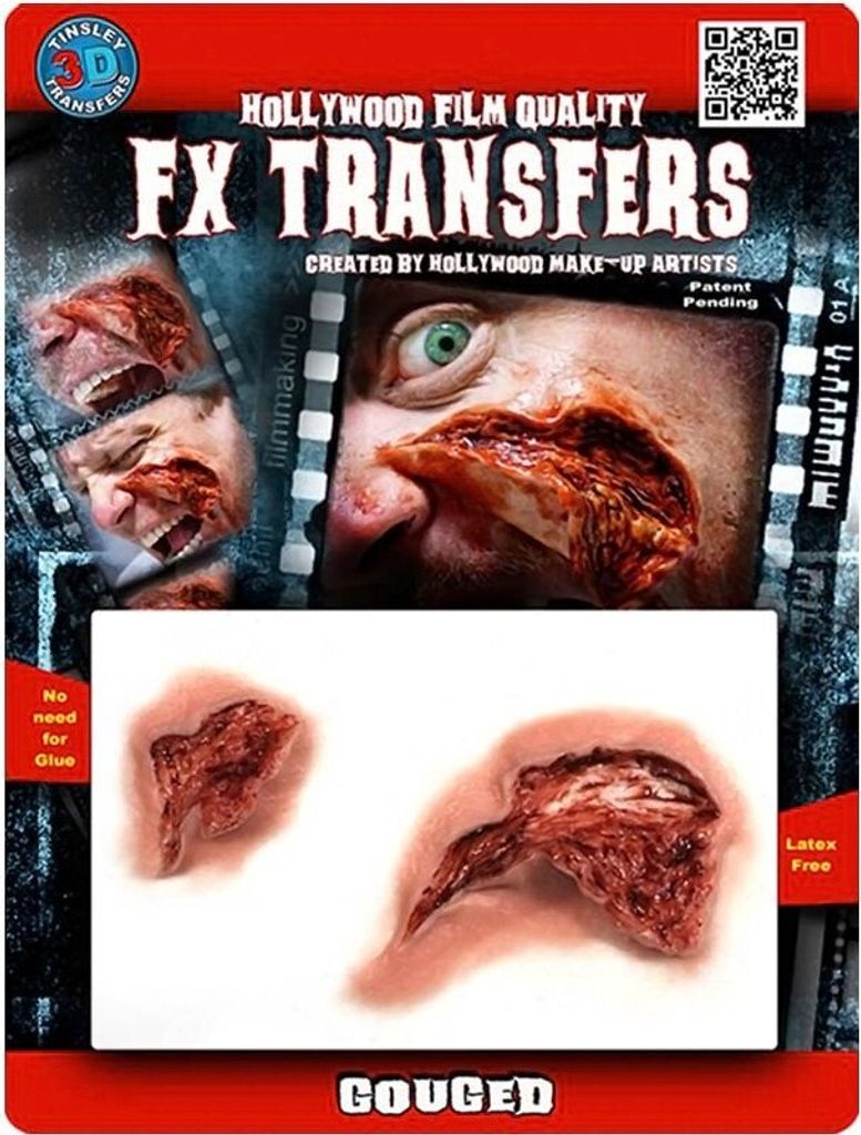 Aufgeschnittene Haut Wundenapplikation 3D-Aufkleber rot