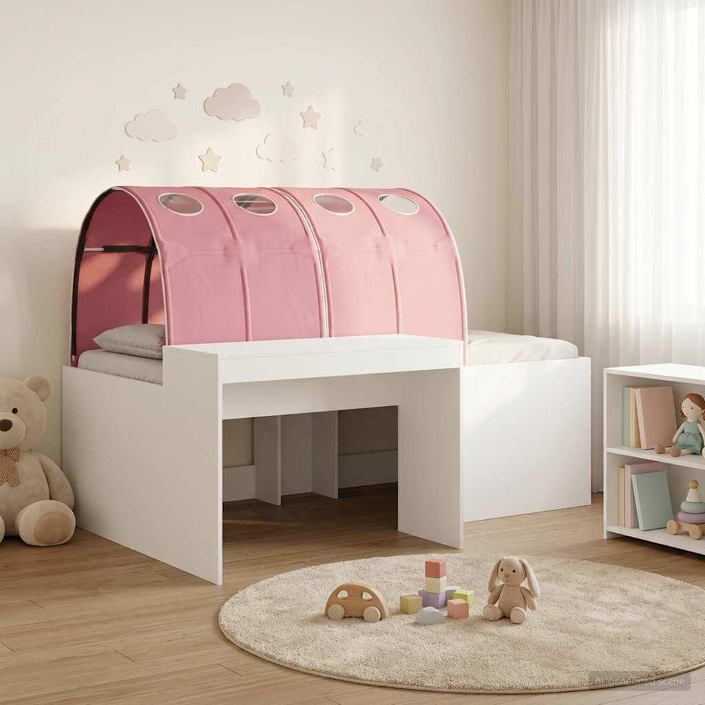 Maison Exclusive - Hochbett mit Schreibtisch für Kinder Weiß und Rosa