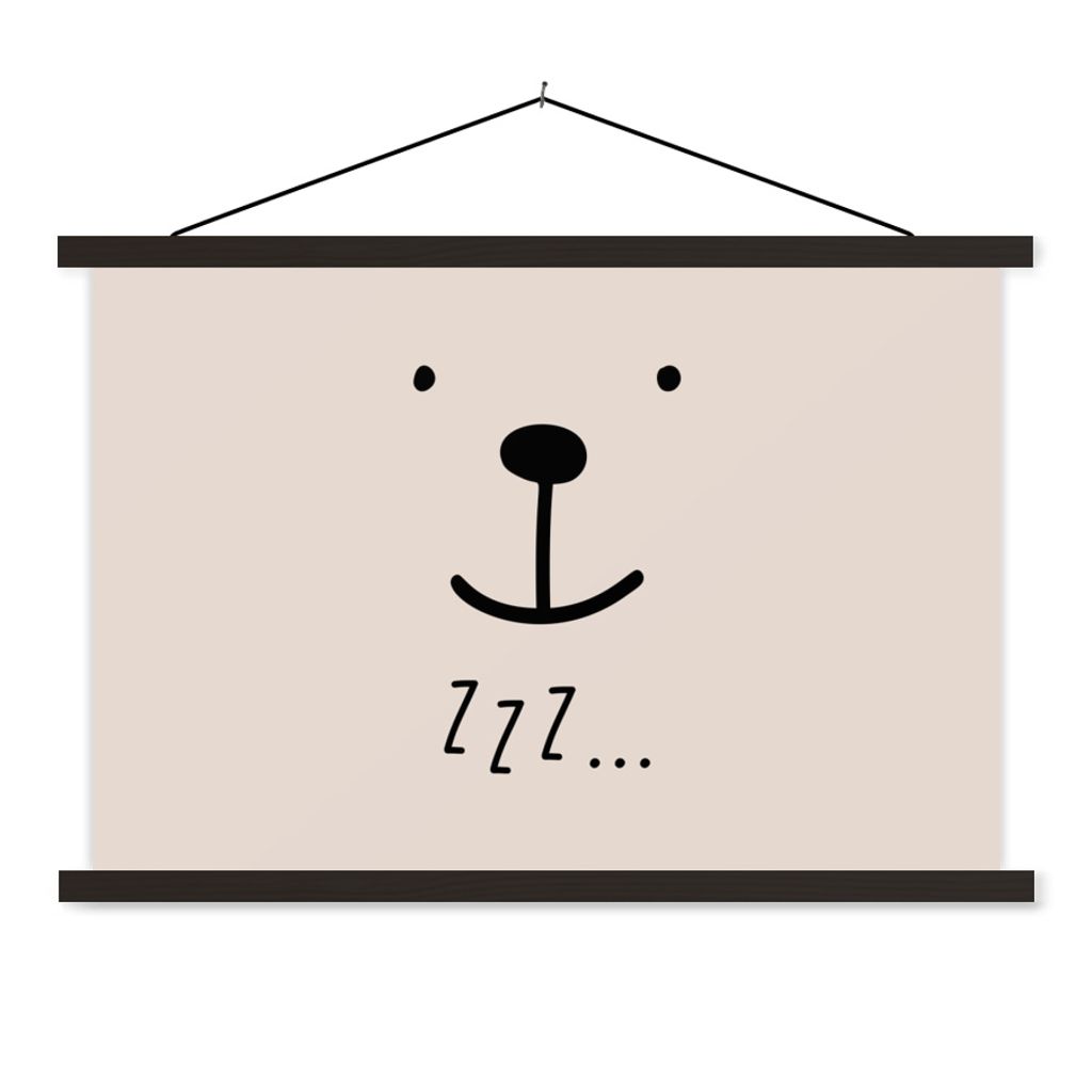 MuchoWow Textilposter Zitate - Sprichwörter - Schlaf - Zzz... - Kinder - Kinder - Jungen - Mädchen 150x100 cm mit schwarzem Rahmen - Schlafzimmer