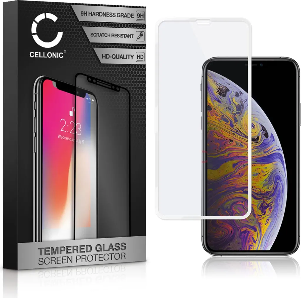 Vetro temperato 9H CELLONIC compatibile con iPhone XS Max (3D Full Cover 9H, screen protector glass pellicola protettiva per telefono smartphone