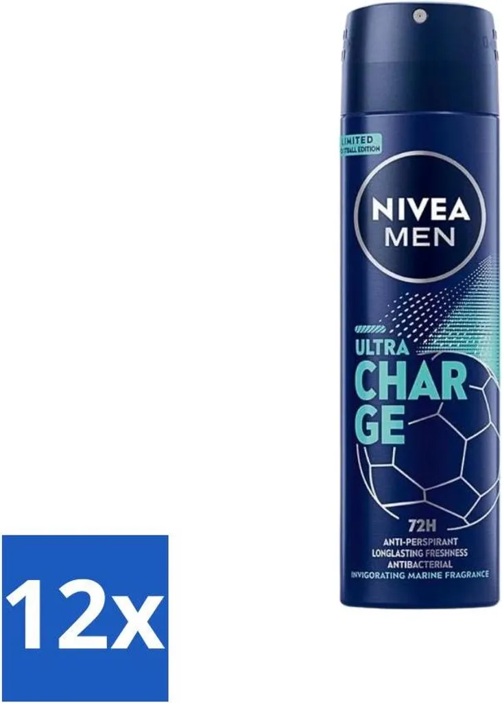 Nivea Men Ultra Charge 12 Pezzi - Il Deodorante Spray per Veri Uomini