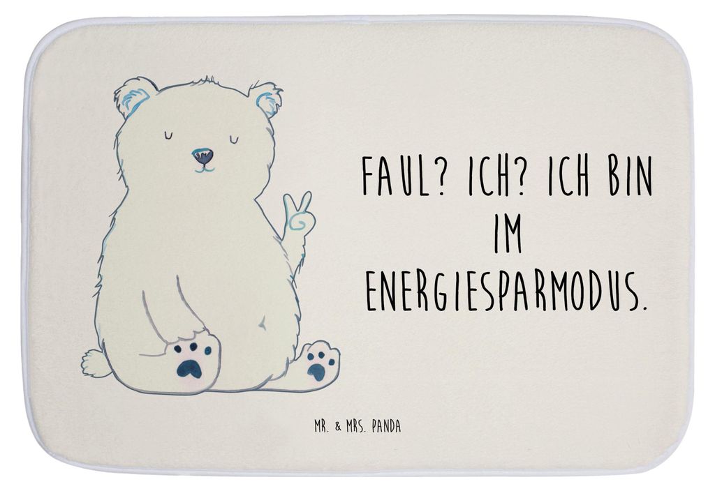 Mr. & Mrs. Panda Badteppich Eisbär Faul - Weiß - Geschenk, Badläufer, Entspannen, duschmatte, Badezimmerteppich, Homeoffice, Badematte, Bär, Ba...