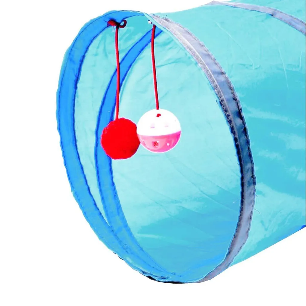Tunnel de jeu chat 50 cm bleu - Textile résistant et design compact - 5
