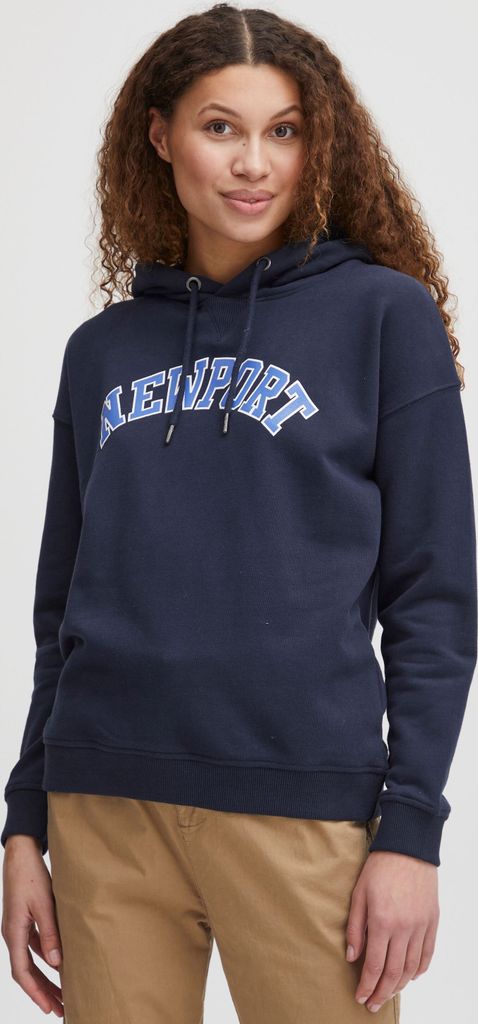 OXMO OXCOLISA Damen Kapuzenpullover Hoodie Pullover mit Kapuze 100% Baumwolle College-Look Frontprint überschnittene Ärmel
