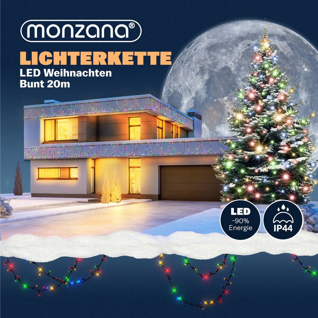 MONZANA® Lichterkette LED 200/400/600 IP44