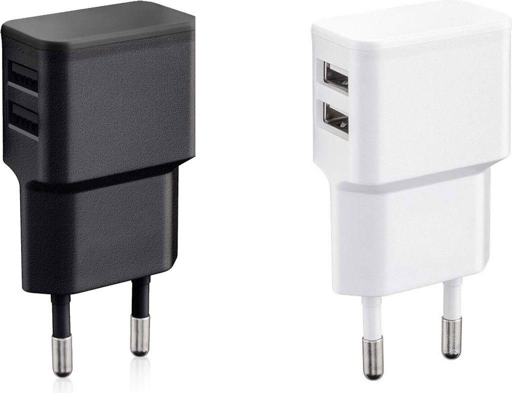 Wicked Chili 2er Set Dual USB Ladegerät (weiß und schwarz) 12W / 2,4A Pro Series Universal Netzteil für Handy, Watch, Powerbank und Bluetooth Sp...