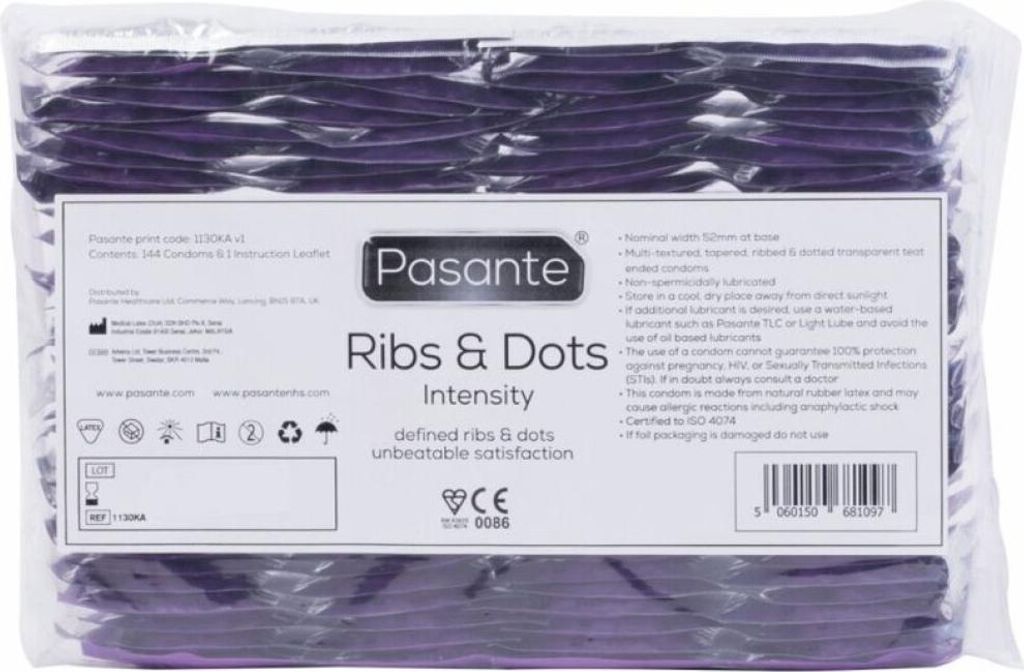 Pasante - Prezerwatywy Ribs & Dots Intensity 144 Sztuki Zdjęcie produktu 