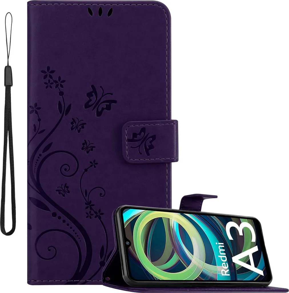 Cadorabo Cover Floreale Xiaomi Redmi A3/A3X - Custodia a Libro Lilla