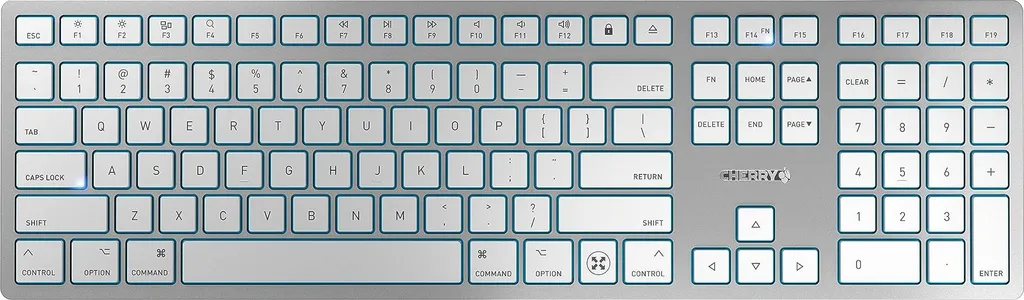 Clavier Ultra-Plat sans Fil Cherry KW 9100 Slim Bluetooth Argent QWERTY