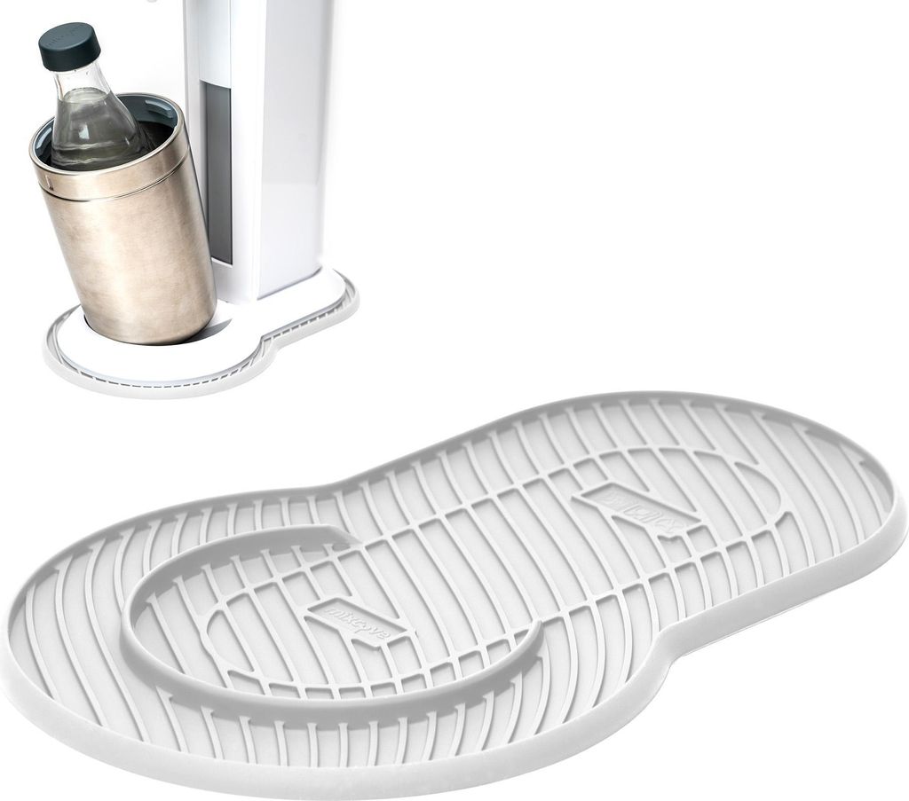 Mixcover Silikonmatte Abtropfmatte Untersetzer kompatibel mit SodaStream Crystal Tropfschutz Abtropfschale Anti-Rutsch Farbe: Weiss