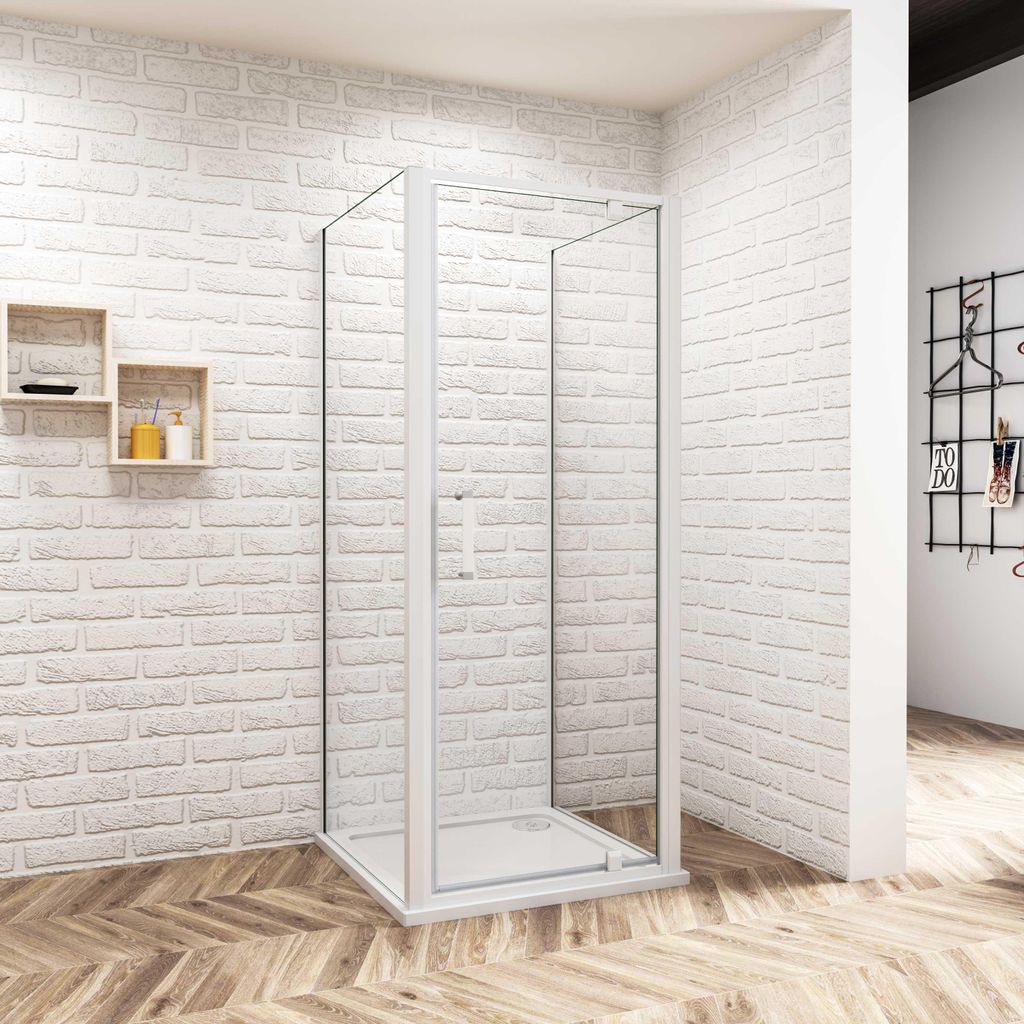 AICA U-form Duschkabine 90x185cm Pendeltür Schwingtür mit Produktbild 