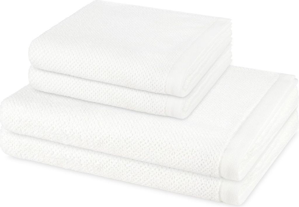 Möve Bliss 2 X Handtuch 2 X Duschtuch im Set Extra weich und hautfreundlich, Perlstruktur mit Massageeffekt, Moderner breiter Saum mit Aufhänger