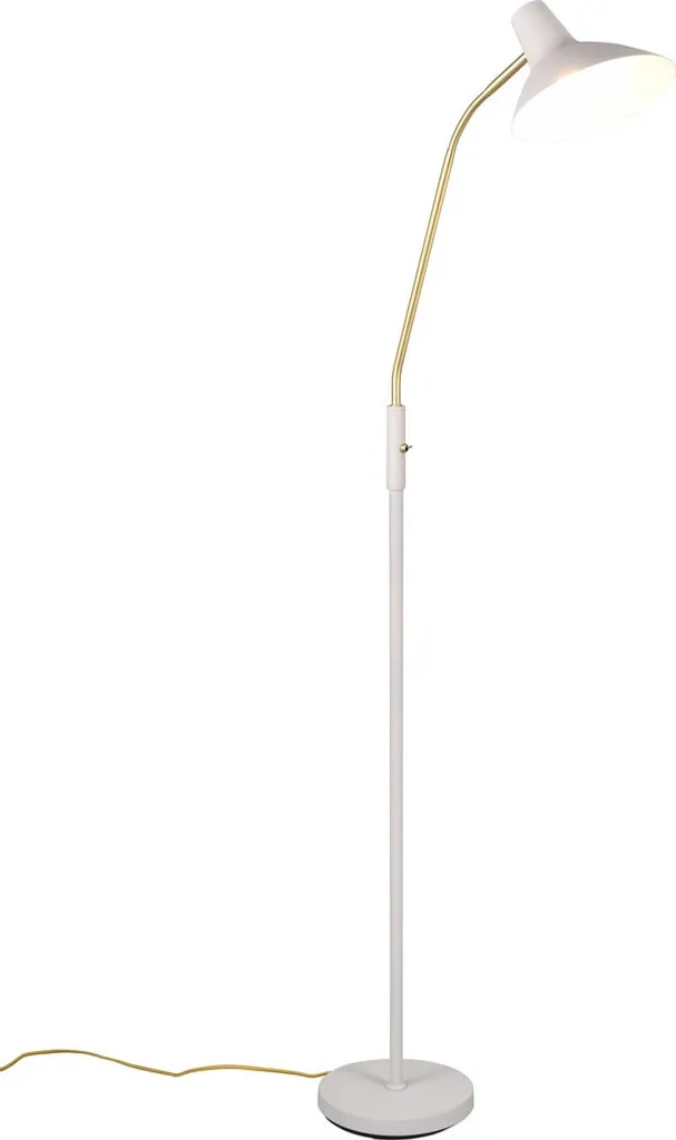 Lampadaire de salon avec liseuse TRAVELLER gris et laiton Trio 145 cm