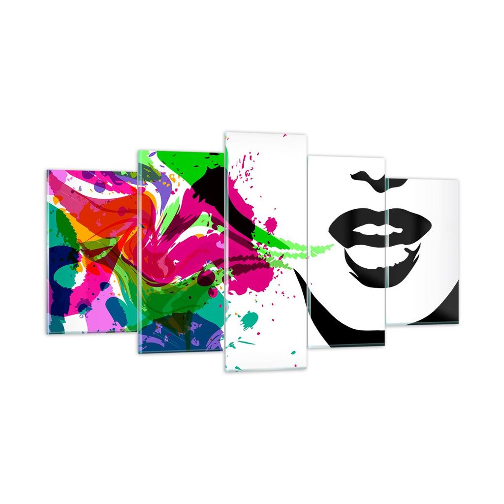 Bilder auf glas - Frau Gesicht Lippen Make-up - 160x85cm - Glasbilder - Wandbilder - Kunstdruck - zum Aufhängen bereit - Wanddekoration aus Glas -...