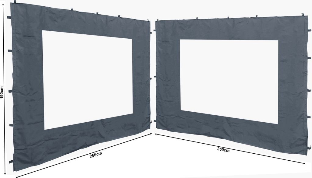 2 Seitenteile 250x190cm zu Gartenpavillon Antik Pavillon Partyzelt 3x3m Seitenwand Grau