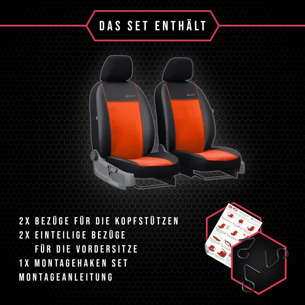 Coprisedili Auto Citroen Jumpy II Arancio/Nero - Stile e Protezione - 8