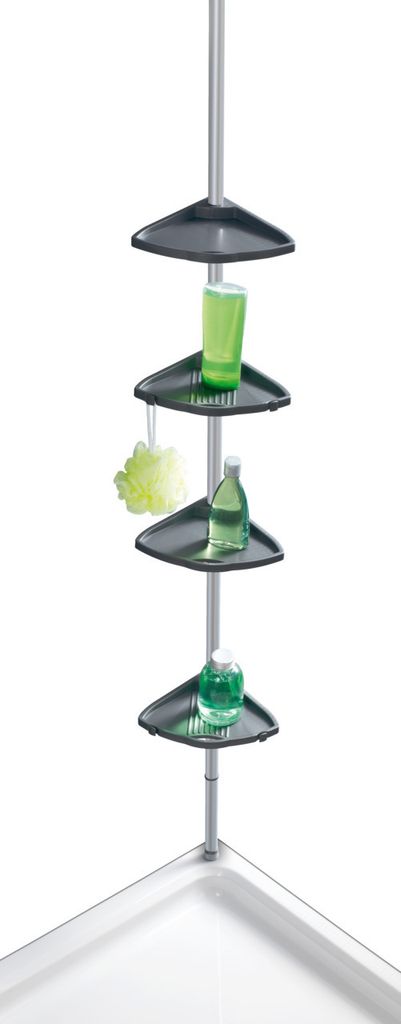 WENKO Teleskop Stange Duschecke Compact Regal Ecke Dusche 4 Ablagen Badewannen