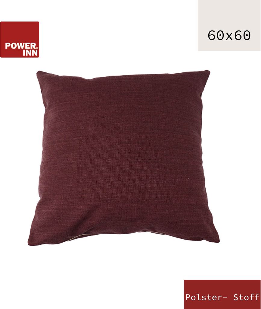 POWER INN Kissenbezug | 60x60cm | Aubergine | Polsterstoff | Kissenhülle | Waschbar bei 30°C