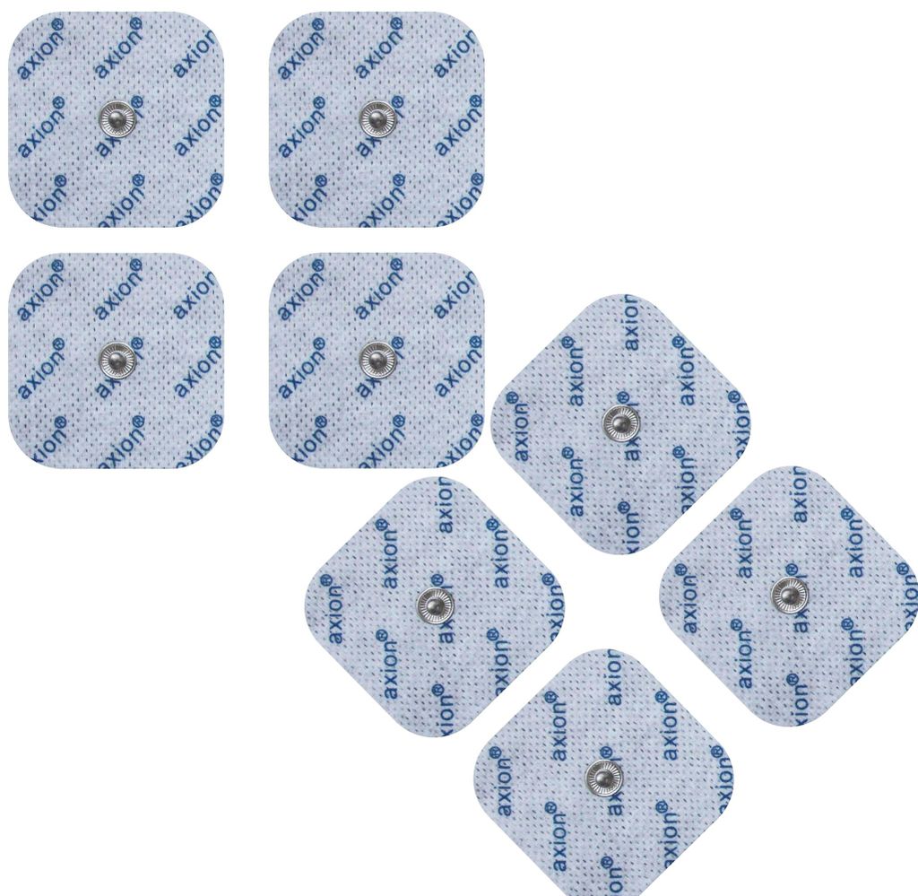 axion Elektrodenpads passend zu Sanitas, Beurer - 5x5cm, 3.5mm Druckknopfanschluss, 8 St.,selbstklebende TENS EMS Elektroden für TENS EMS Geräte