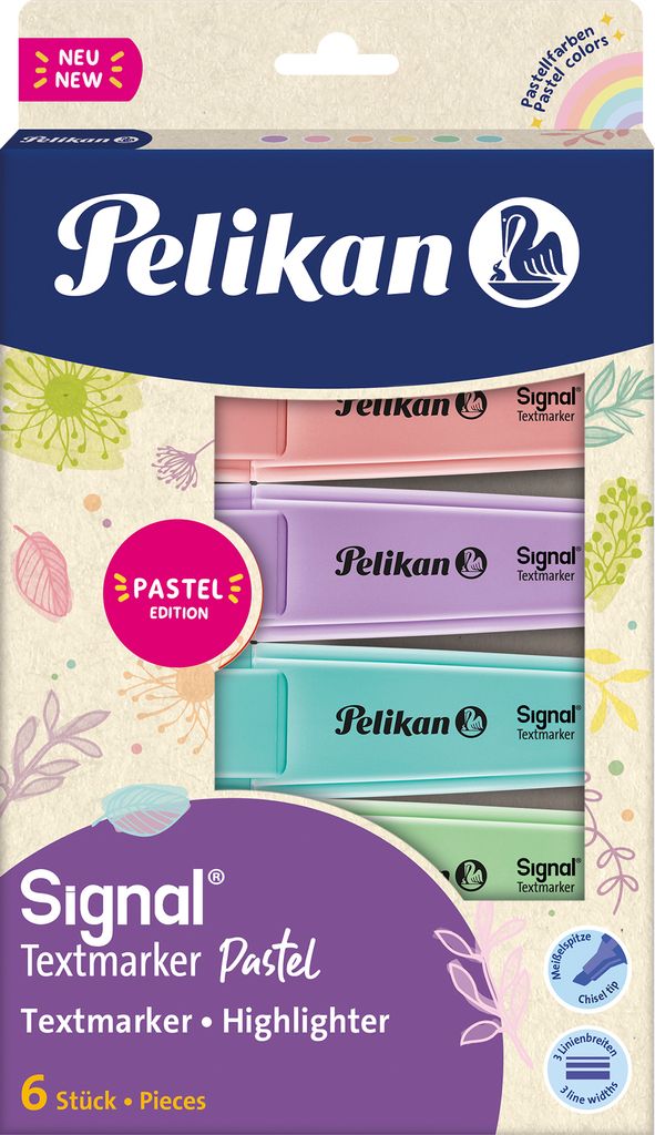 Pelikan Signal Pastell-Textmarker, 6 Farben