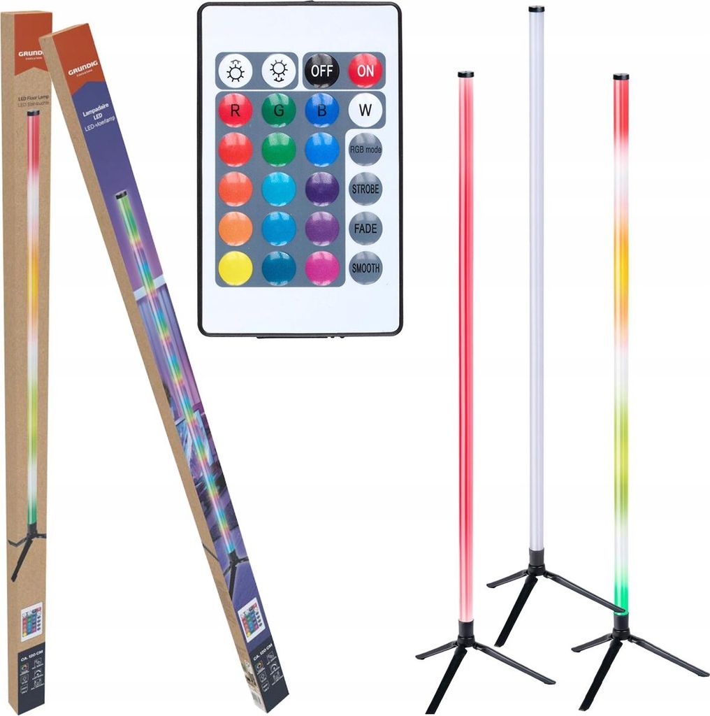 Grundig LED Stehlampe 120 cm – RGB Lampe mit Fernbedienung Produktbild 