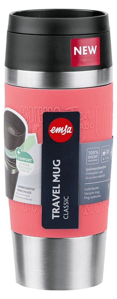 EMSA Travel Mug Classic , Koralle, Edelstahl, Silikon, Produktbild 
