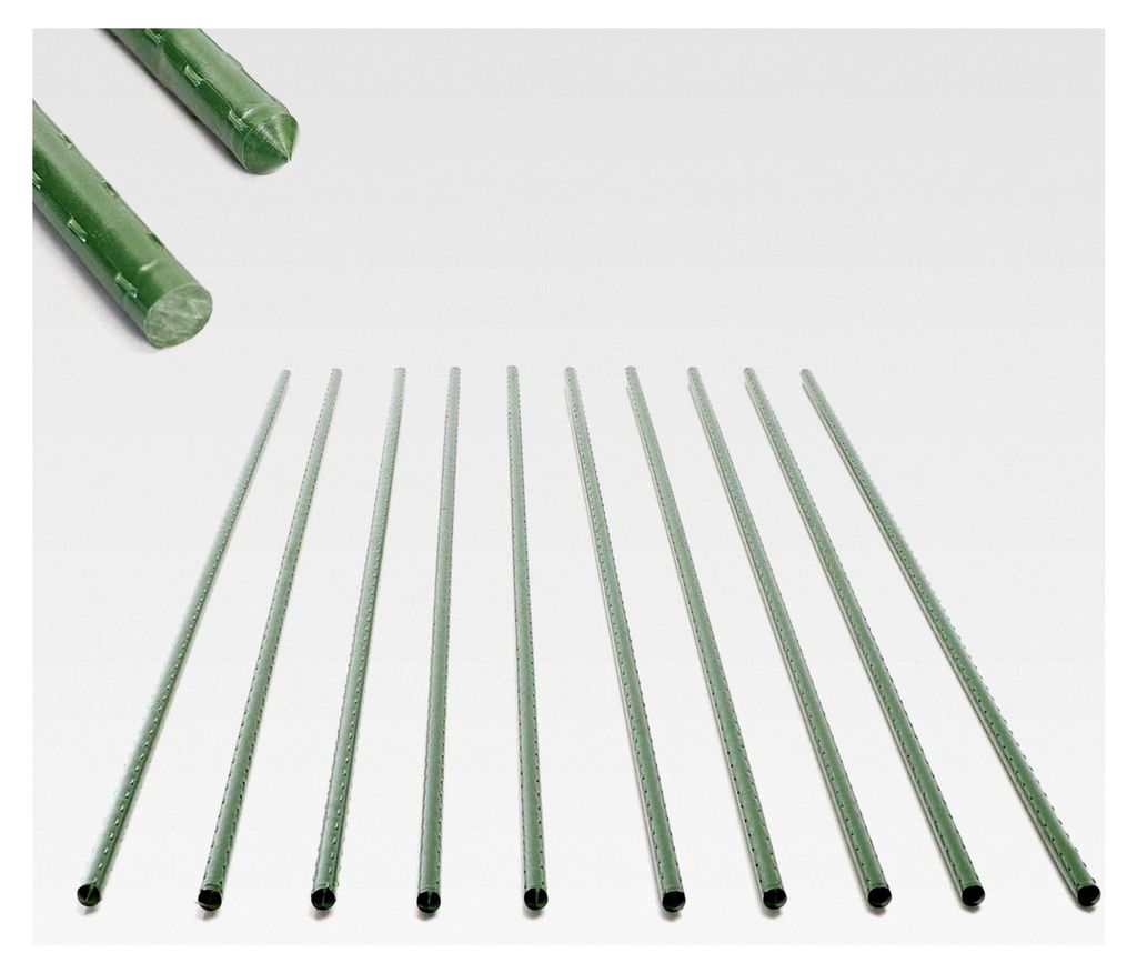 10 Stück Pflanzstäbe grün 150 cm Ø 11 mm Rankstäbe aus Metall und Kunststoff für Tomaten und Kletterpflanzen