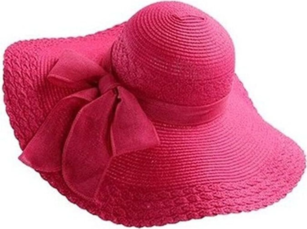 Damen Strohhut Mode Sonnenhut Faltbar Brimmed Bowknot Beach Produktbild 