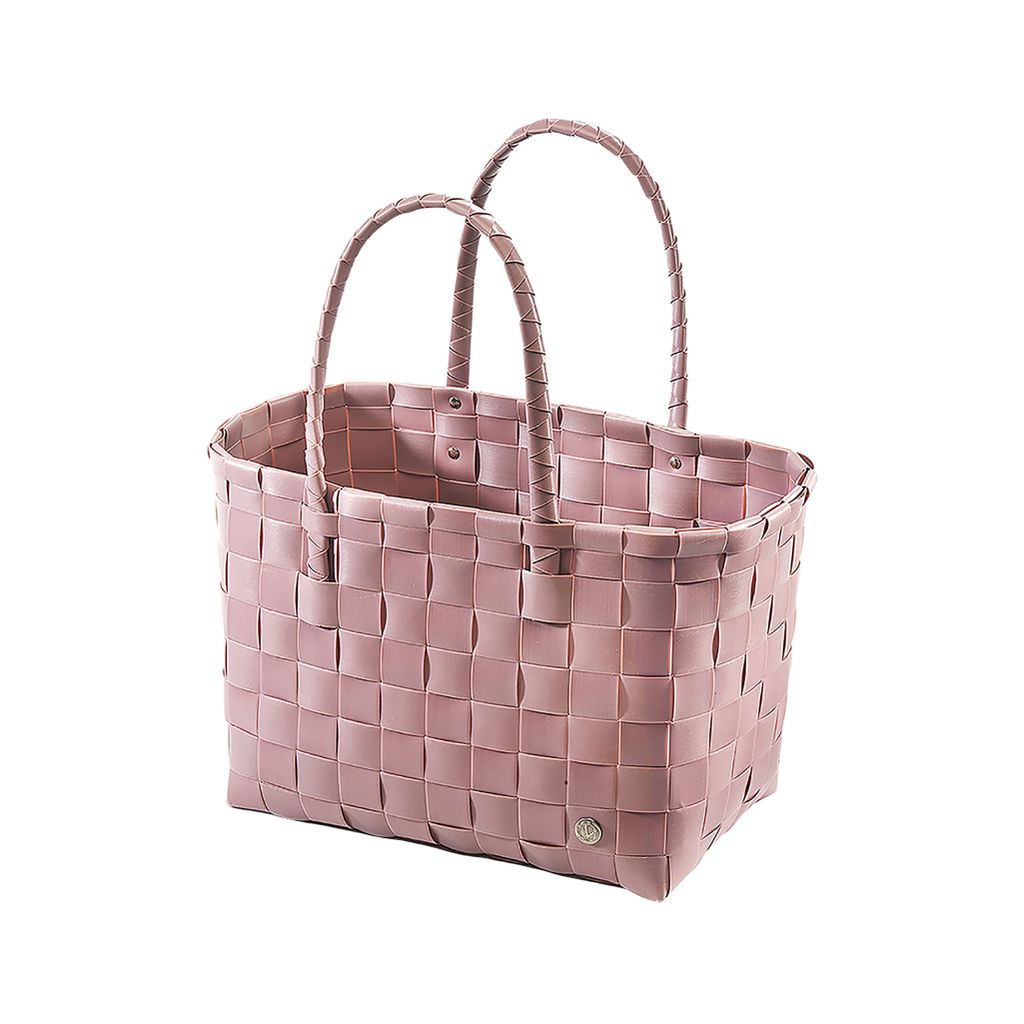 Kobolo Tasche Einkaufstasche Einkaufskorb geflochten Kunststoff Shopper - ROSE XXL - rosa - Shoppingbag Tragetasche Henkel Henkeltasche Sommer robust