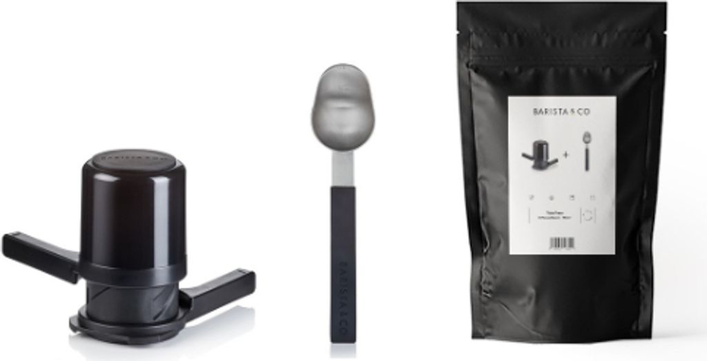 Twist Press Kaffeemaschine mit Messlöffel, Geschenkset, Silber - Barista & Co