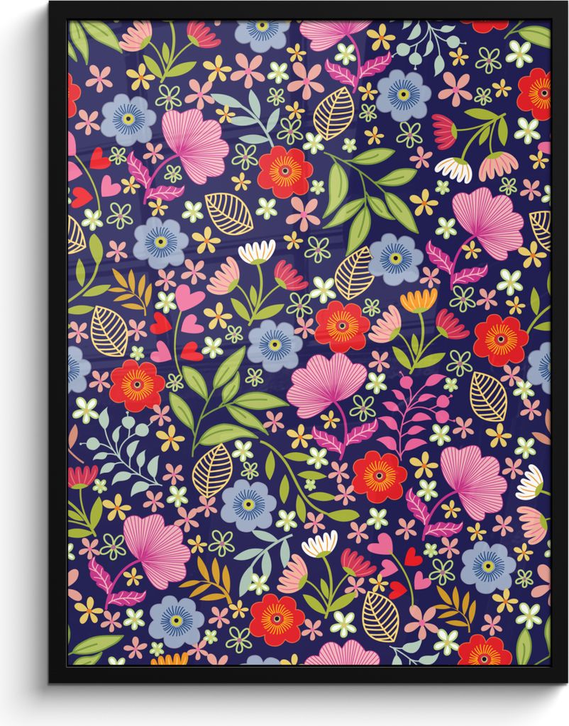 MuchoWow MuchoWow Gerahmtes Poster Blumen - Farben - Muster 60x80 cm - Poster mit zchwarzem Bilderrahmen - Premium - Wanddeko Wohnzimmer