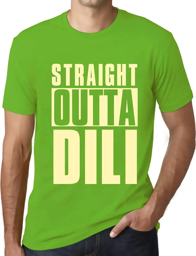 Herren Grafik T-Shirt Straight Outta Dili Öko-Verantwortlich Vintage Jahrgang Kurzarm Lustige Druck Geburtstag Geschenk Mann