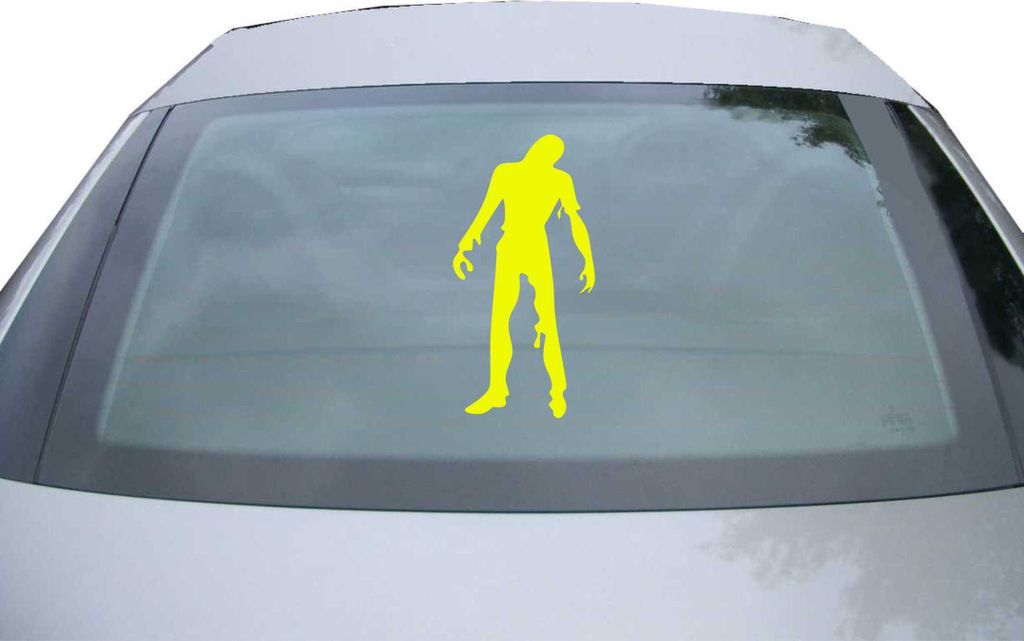 Indigos UG - Aufkleber Heckscheibe & Motorklappe DE2292 - neongelb - 600x300 mm - Zombie weiß - Auto Scheiben Fenster Heckklappe Tuning Racing JDM...