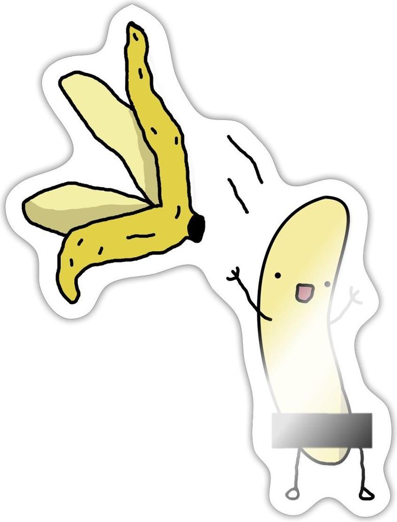 Spreadshirt Striptease Banane Zensurbalken Witzig Sticker Aufkleber, 10 x 10 cm, Weiß glänzend