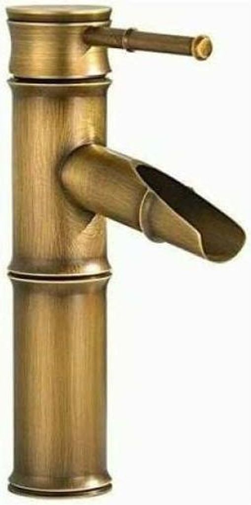 Retro-Waschtischarmatur aus Messing, Retro-Mischbatterie, Retro-Wasserfall-Waschtischarmatur, Bambusmuster, Antikmessing-Waschtischarmatur