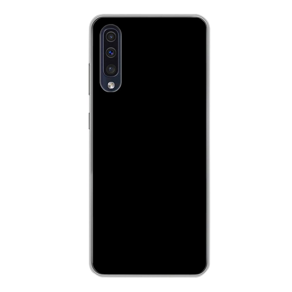 MuchoWow Handyhülle Schutzhülle Hülle für Samsung Galaxy A50 Schwarz - Dunkel - Massiv - Farbe Silikon Softcase Handy Hülle - Mobiltelefonh...