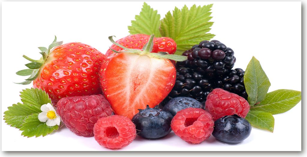 Tulup Glas-Bild - 100x50 -Wandkunst - Wandbild hinter gehärtetem Sicherheitsglas - Essen & Getränke - Waldfrüchte - Mehrfarbig