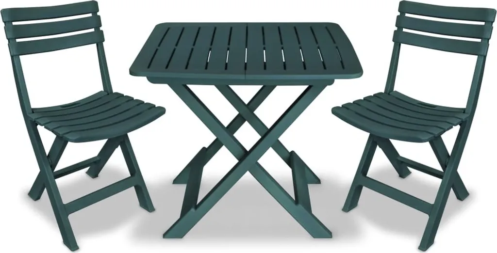 Petit ensemble table et chaises pour balcon vert - Set bistro pliable - 8