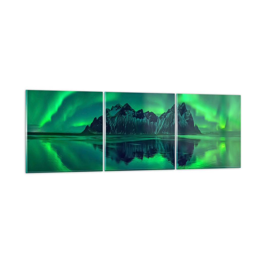 Bilder auf glas - Berg Gletscher Wasser - 90x30cm - Glasbilder - Wandbilder - Kunstdruck - zum Aufhängen bereit - Wanddekoration aus Glas - Glas B...