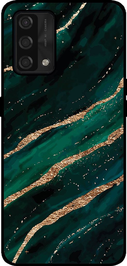 Smartphonica Handyhülle passend für Oppo A74 4G mit Marmor aufdruck - TPU Rückseite Fall Marmor Design - Grün Gold