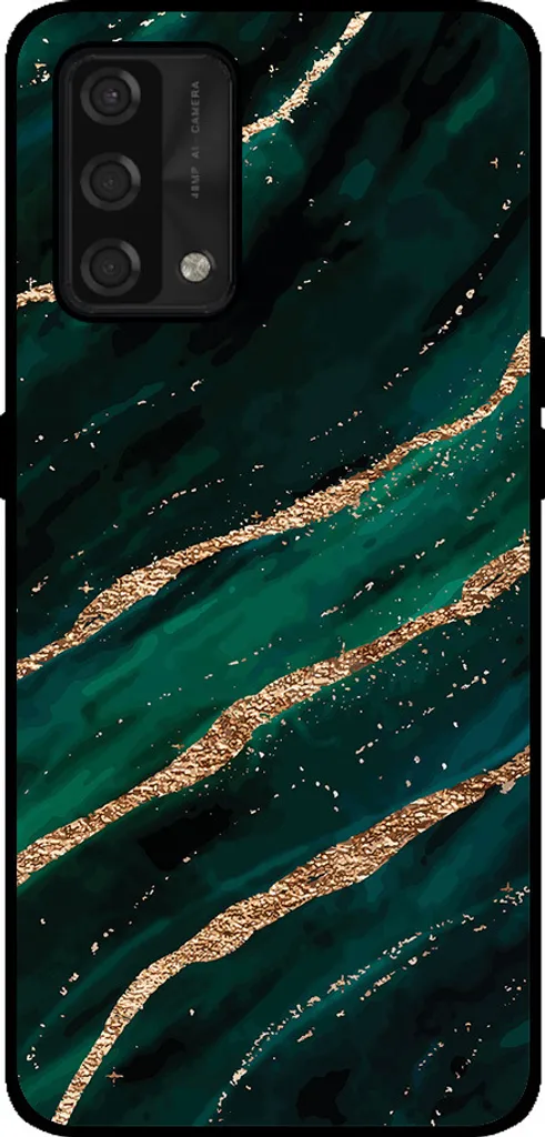 Smartphonica Custodia per telefono adatta per Oppo A74 4G con stampa in marmo - Custodia posteriore in TPU con design in marmo - Verde Oro