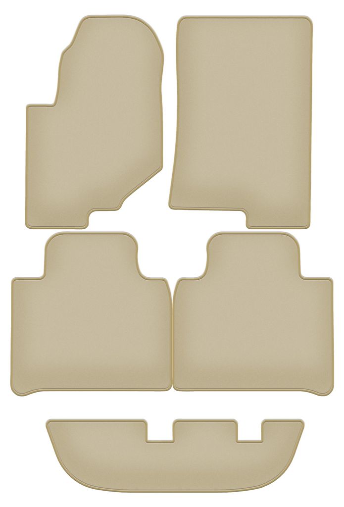 Velours-Fußmatten PREMIUM beige passend für SsangYoung Rexton IV (2017-, SUV 7 Personen) – mit Befestigungen – passgenau