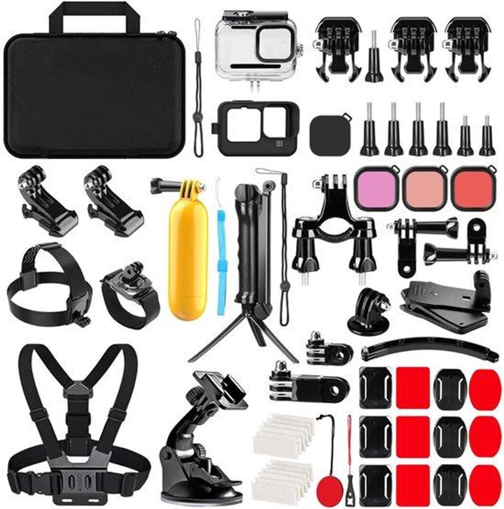Kit für Actionkameras, 61-teiliges Set mit Tragebeutel, für GoPro Hero 13, 12, 11, 10 und 9.