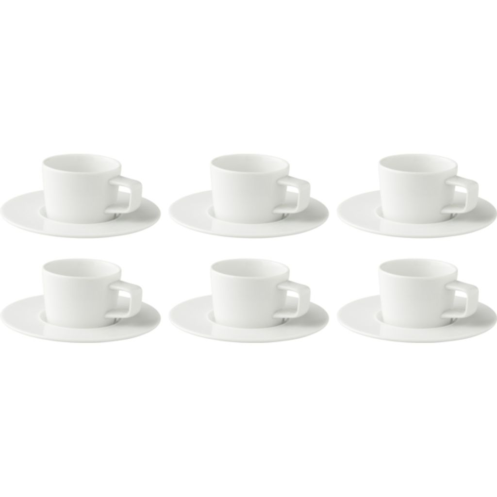 Palmer White Delight, Kaffeetasse mit Untertasse, Ø 16 cm, 15 cl, 6 Stück, weiß Porzellan