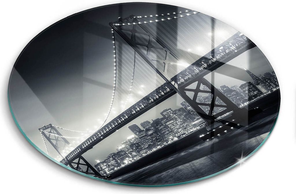 Glasschneideplatte - Herdabdeckplatte - fi40 cm -Schneidebrett - Spritzschutz - Benjamin Franklin Bridge
