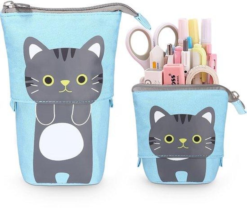 Telescopisch, 2-in-1 staand etui voor Mädchen, günstiges Geschenk für 7-12 Jahre, grau