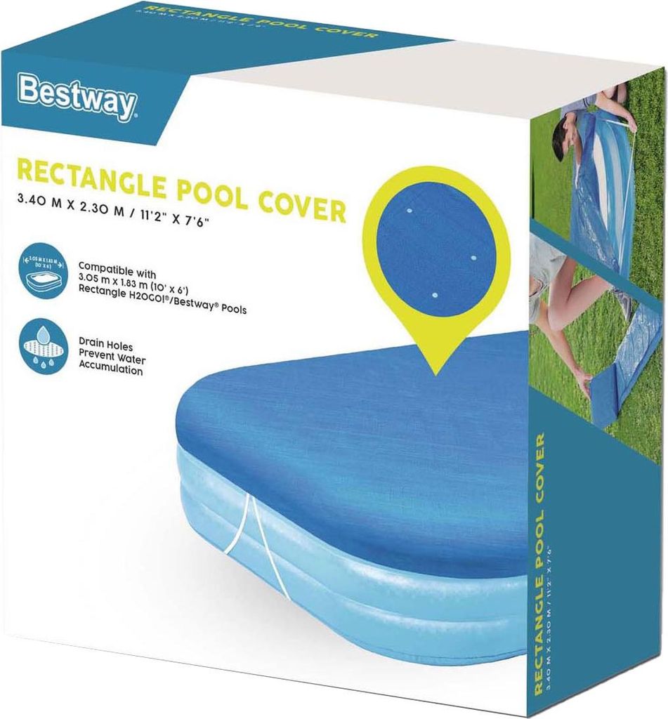 Bestway PE-Abdeckplane für Family Pools 340 x 230 cm, blau, eckig