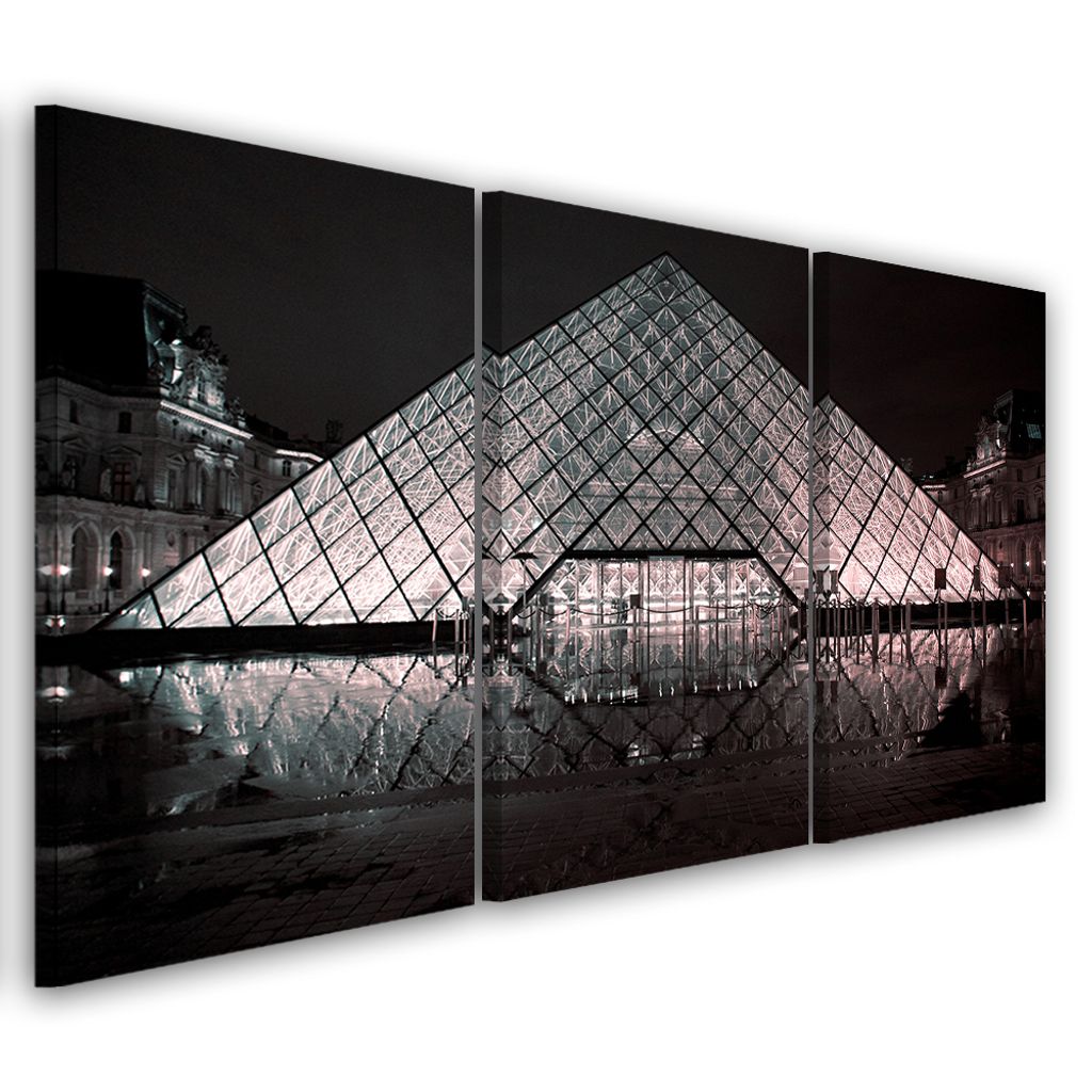 Triptychon auf leinwand schwarze städte & architektur 60x40 cm Feeby schwarz wandbild bereit zum aufhängen